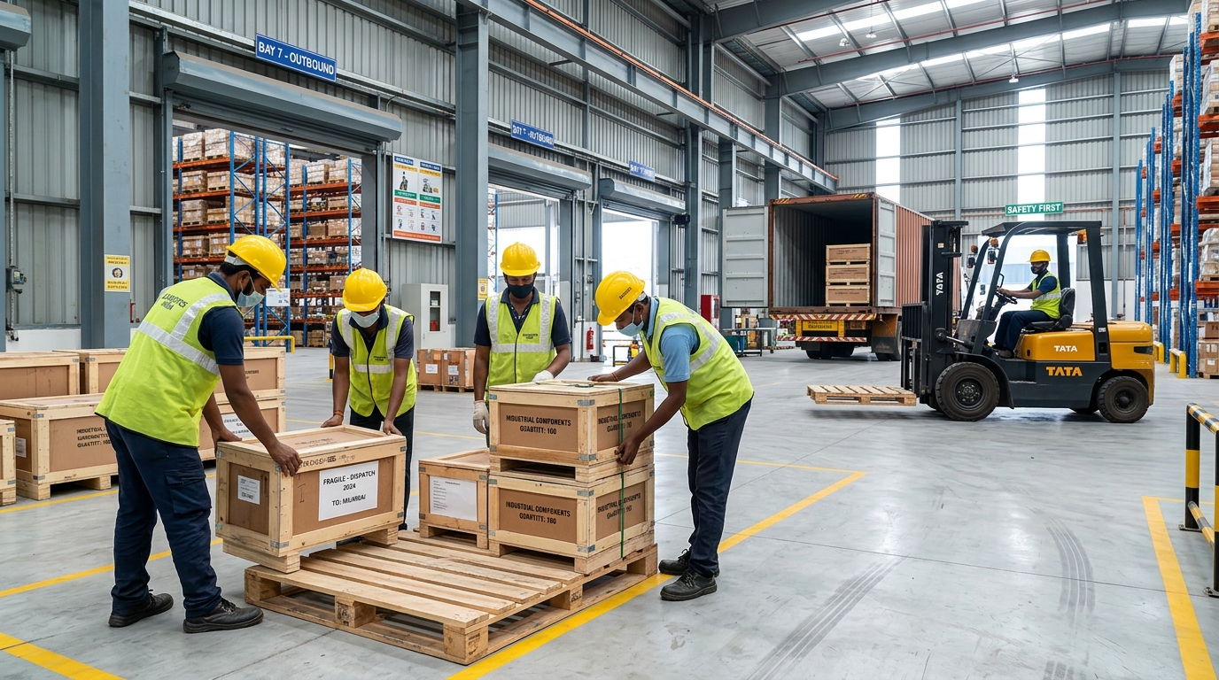 Workers organizing dispatch and logistics